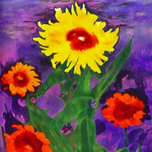 Prompt: painting of a corn flower by Emil Nolde