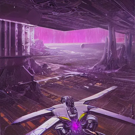 Image similar to sci fi, fantasy, hyper detailed, purple