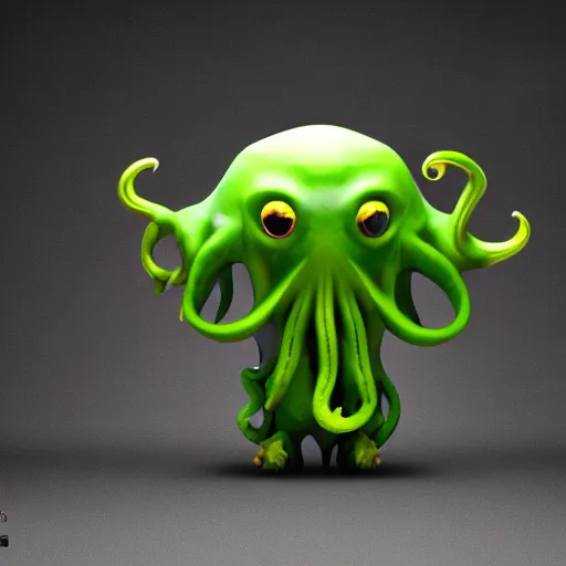 Image similar to ultra cute design for a Cthulhu art vinyl toy, Pixar, unreal engine, studio lighting, product shot 4k hd