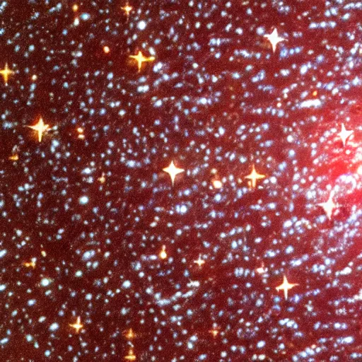 Prompt: Astronomical satellite view of nearest star image as a very small single round slice of salami on star field background