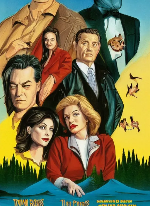 Image similar to twin peaks movie poster art by david mann