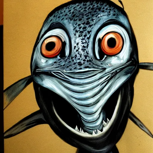 Image similar to man with viperfish face