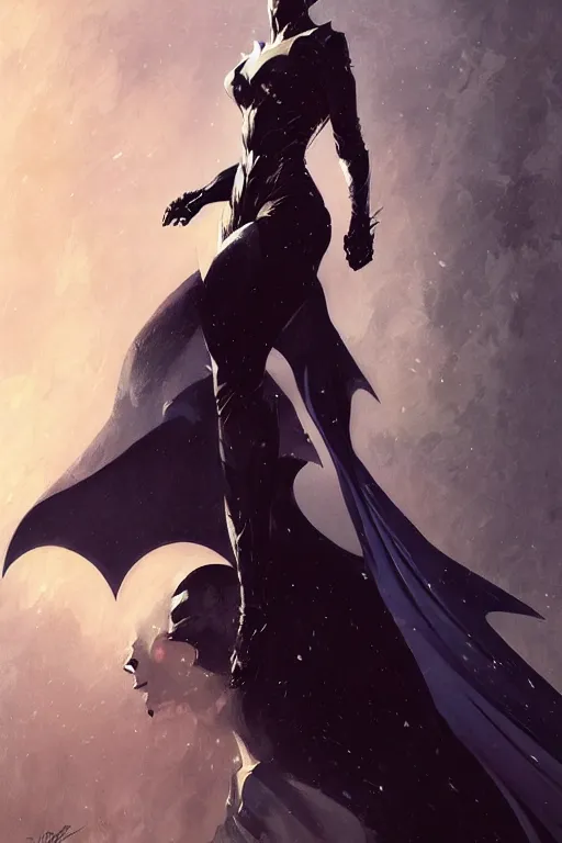 Prompt: elegant batman gown profile picture by greg rutkowski, dynamic pose, intricate, futuristic, fantasy, elegant, by stanley artgerm lau, greg rutkowski, thomas kindkade, alphonse mucha, loish, mugler, norman rockwell,