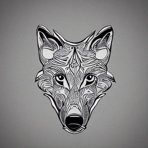 Prompt: tattoo stencil on paper detailed vector wolf