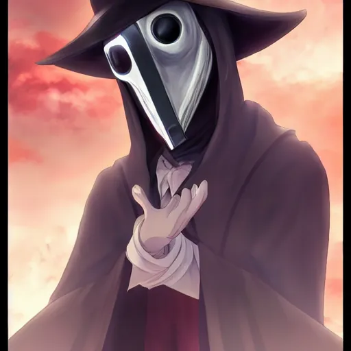 Image similar to portrait of a plague doctor, anime fantasy illustration by tomoyuki yamasaki, kyoto studio, madhouse, ufotable, comixwave films, trending on artstation