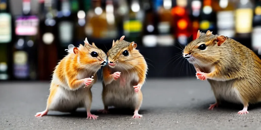 Image similar to a pair of gerbils robbing a liquor store