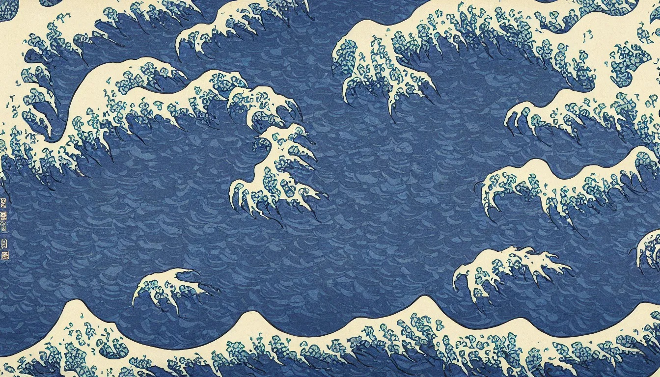 Prompt: oregon coast by hokusai