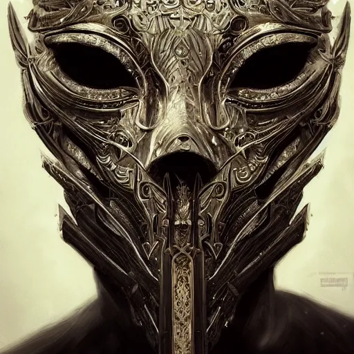 Image similar to Very very very very highly detailed epic photo of face with venetian mask, intricate, dystopian, sci-fi, extremely detailed, digital painting, artstation, concept art, smooth, sharp focus, illustration, intimidating lighting, incredible art by Artgerm and Anton Pieck