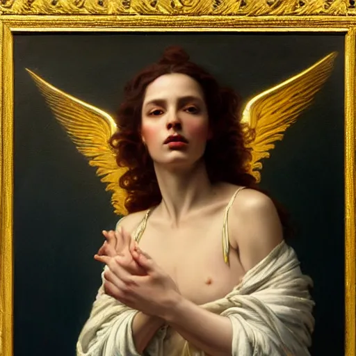 Image similar to highly detailed oil painting | very intricate | cinematic lighting | award - winning | the beautiful angel of the sun wearing a flowing toga | by roberto ferri, by tom bagshaw, by j. c. leyendecker and klimt, beautiful cinematic light, american romanticism, by austin osman spare, artstation, cgsociety, official art, octane