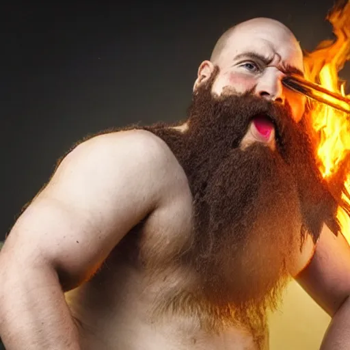 Prompt: Barbarian with a burning beard