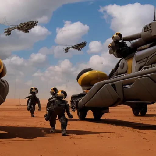 Image similar to starship troopers reimagined as a pixar film, 3 d render, cinematic