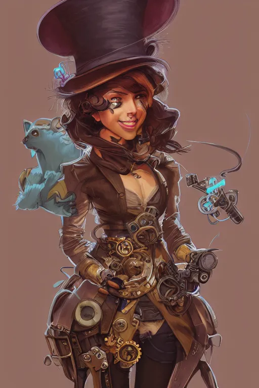 Image similar to anthropomorphic hamster as steampunk half - cyborg, western gunslinger, high fantasy, dnd, smooth, sharp focus, illustration, highly detailed, digital painting, artstation, concept art, by disney animation, rossdraws, alphonse mucha, frank fanzzeta, collectible card art