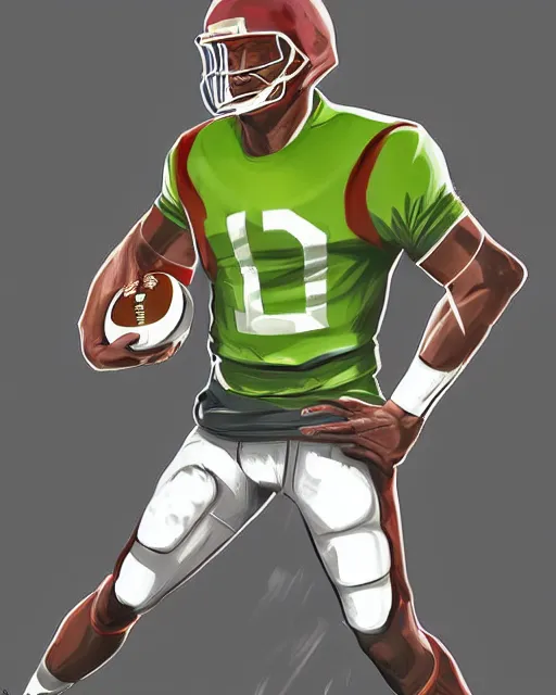 Prompt: a digital painting of a football player holding a ball, concept art by paul georges, featured on dribble, process art, behance hd, 2 d game art, concept art