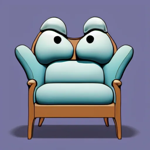 Image similar to a photo of a happy anthropomorphic sofa, digital art