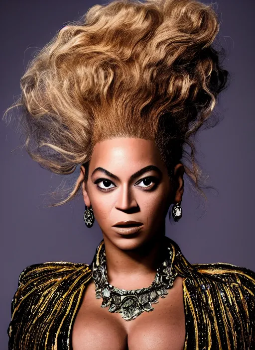 Prompt: beyonce photohoot styled by nick knight posing, studio lighting, majestic style, vogue magazine, highly realistic. high resolution. highly detailed. dramatic. 8 k. 4 k.