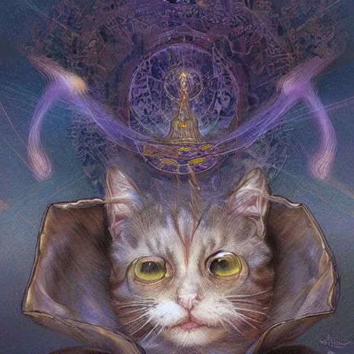 Image similar to divine heaven cat, digital art by John Howe