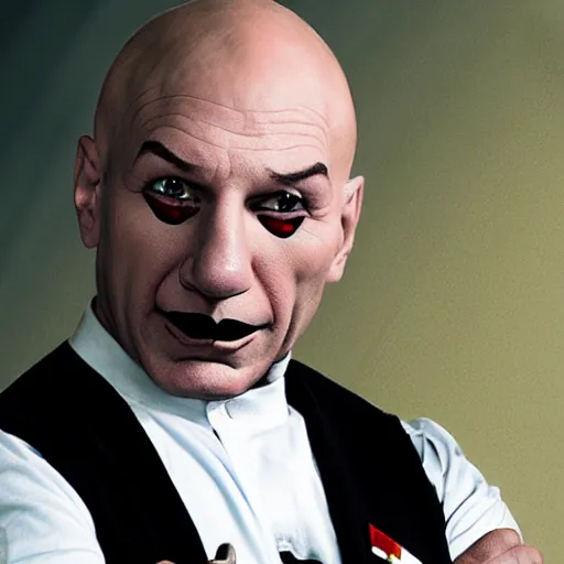 Image similar to jeanluc Picard as a sad clown