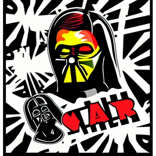 Prompt: vader in the style of pop art, high definition, vector graphic