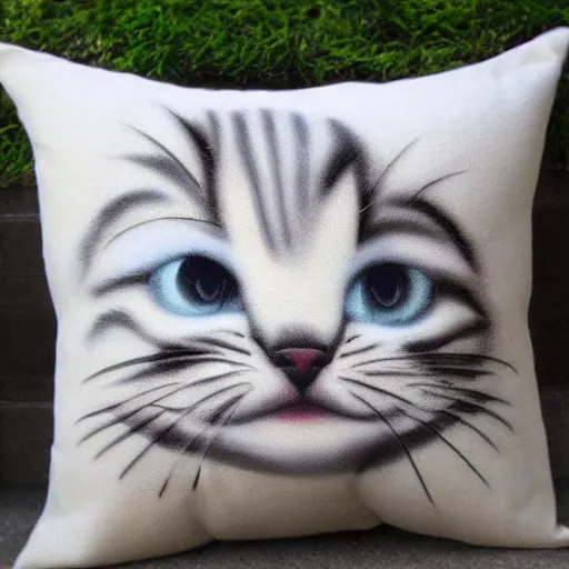 Prompt: pillow with little kitten texture