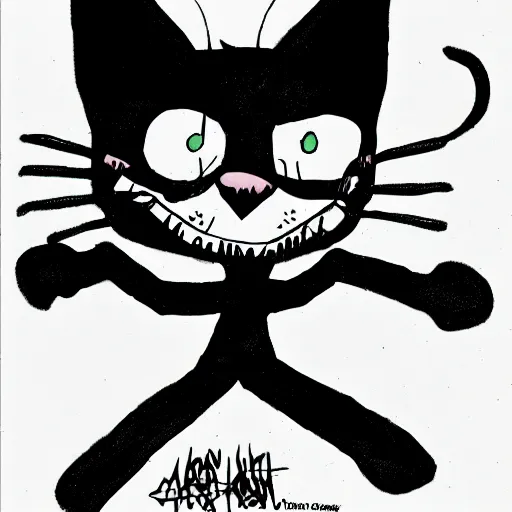 Image similar to A cat drawn by Jhonen Vasquez