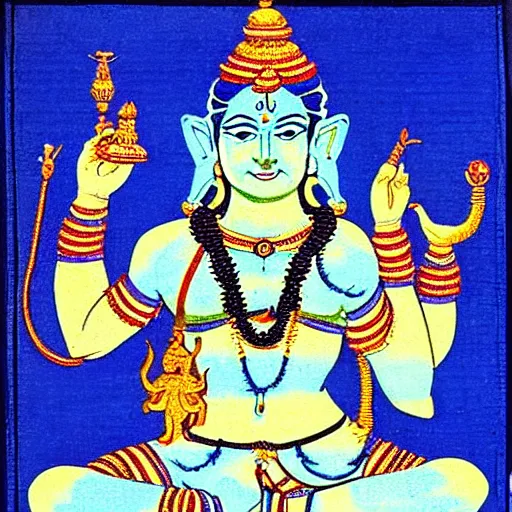 Prompt: blue bodied lord shiva as a doctor, operating on a human body, attaching an elephant head, complicated surgery