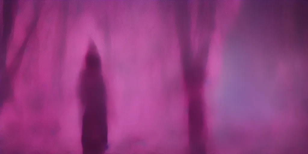 Image similar to screenshot of Luke Skywalker in dark jedi robe is lost on a surreal pink planet with black trees, minamilist 1970s sci fi film by Stanely Kubrick film, color kodak, Ektachrome, anamorphic lenses, detailed faces, hyper-realistic, photoreal, detailed portrait, moody award winning cinematography, beautiful lighting