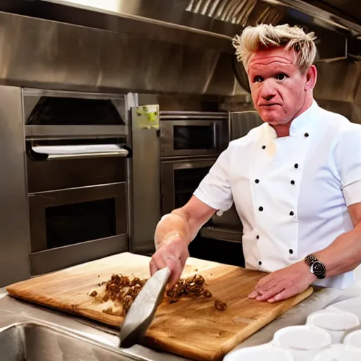 Image similar to Gordon Ramsay cooking with poop