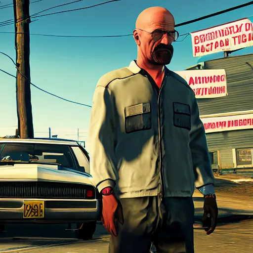 Image similar to walter white in gta 5 game poster