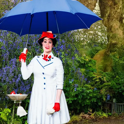 Image similar to professional photo of dairy poppins, mary poppins as a milkmaid