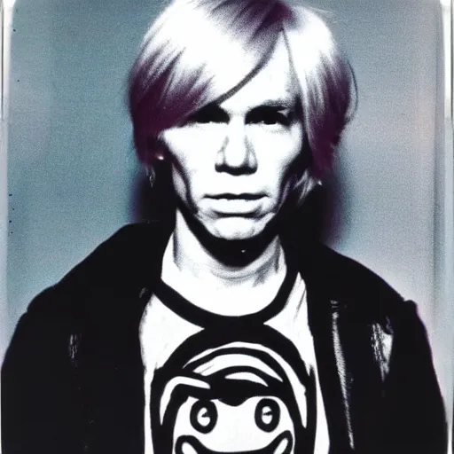 Image similar to Polaroid Portrait of Andy Warhol doing anime cosplay, taken in the 1970s, photo taken on a 1970s polaroid camera, grainy, real life, hyperrealistic, ultra realistic, realistic, highly detailed, epic, HD quality, 8k resolution, body and headshot, film still, front facing, front view, headshot and bodyshot, detailed face, very detailed face