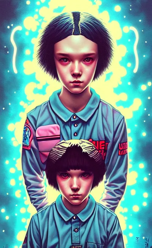 Image similar to kawaii lofi Stranger Things portrait by Tristan Eaton_Stanley Artgerm and Tom Bagshaw,