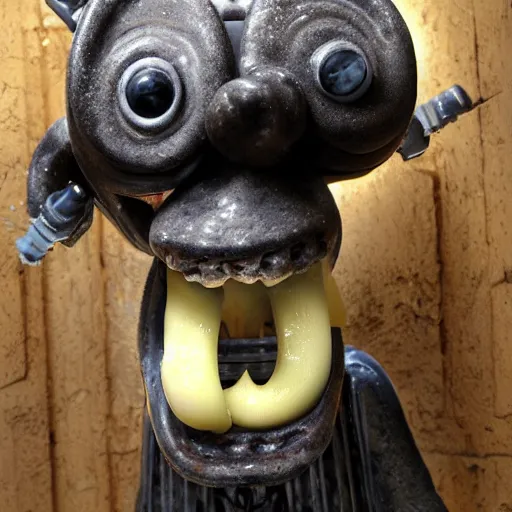 Image similar to cheese gromit designed by h r giger,