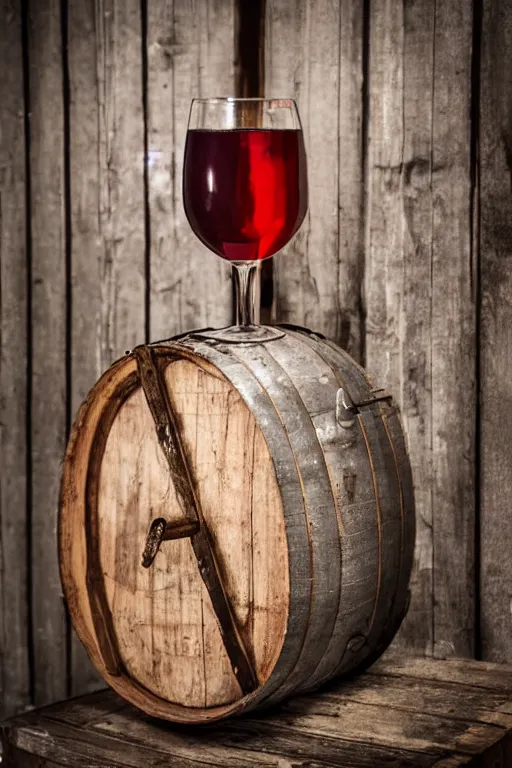 Image similar to pork schnapps wine candle on a barrel in a cellar