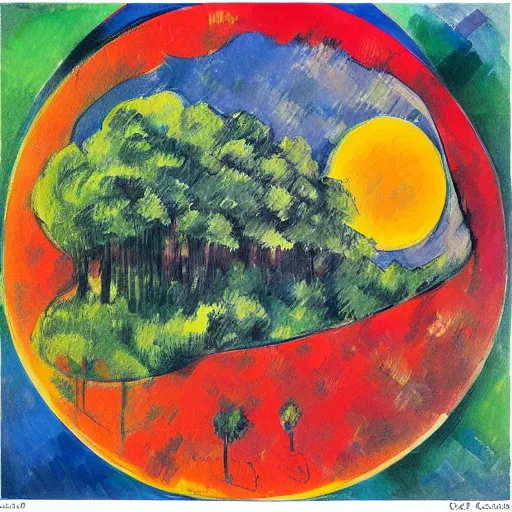 Image similar to a beautiful painting of a circle of forest in the sky, by Grosnez andemsaykilde and Paul Cezanne and Judson Huss, pencil sketch, abstract, pop art 1975 blooming reflective continent shrill cell