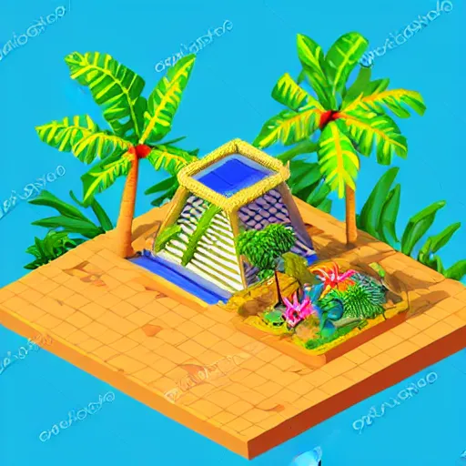 Image similar to beautiful isometric tropical island