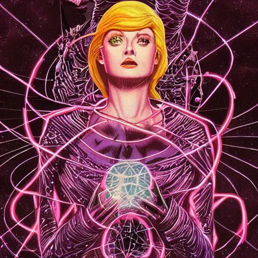 Image similar to a powerful psychic woman emitting psychic power, psychic, psychic powers, detailed, highly detailed, hyper detailed, aesthetic!, trending on artstation, artstation, trending on tumblr, by Steve Ditko, fantasy, fantasy aesthetic!,