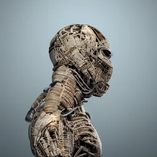 Image similar to robotic mummy, hyper realistic, highly detailed, cinematic lighting, octane render