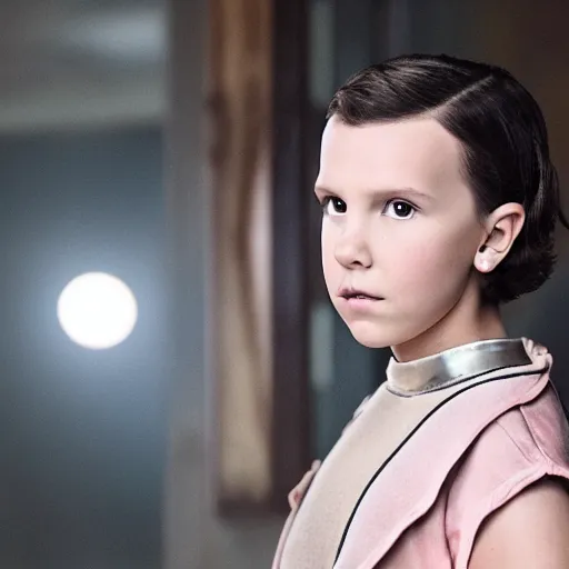 Image similar to Millie Bobby Brown on fire cinematic