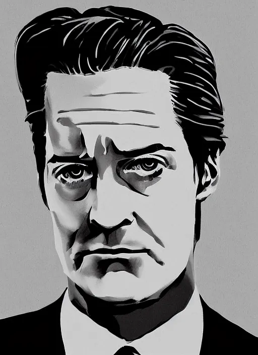 Image similar to portrait of kyle maclachlan as dale cooper by robert sammelin