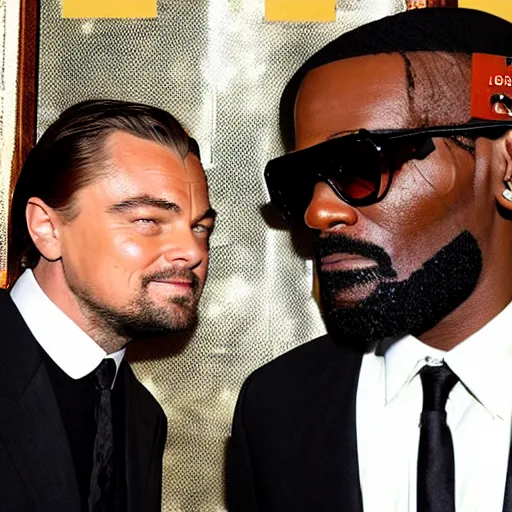Prompt: leonardo dicaprio and r kelly drinking coctail
