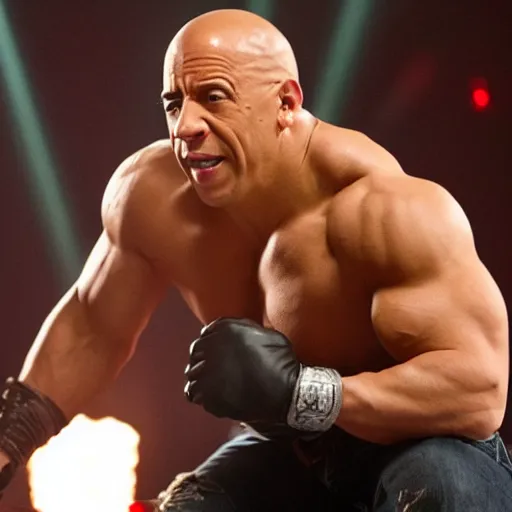 Image similar to wrestlemania starring vin diesel as dwayne the rock johnson