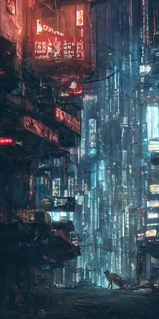 Image similar to an ancient pug destroying a dystopian city, cyberpunk, sharp focus, dynamic lights, still, photograph, hyper realistic, masterpiece, octane render, rendered, 3 d, cinematic, cinematic lighting, dramatic lighting, highly detailed, intricate details, texture, cinematic composition, wide shot, by donglu yu and kevin jick and eddie del rio