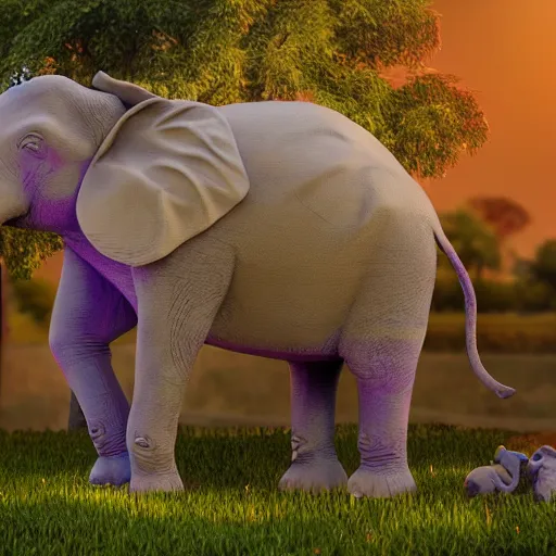 Prompt: realistic purple elephant global illumination