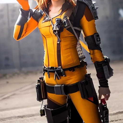 Prompt: emma watson cosplay as tracer, detailed