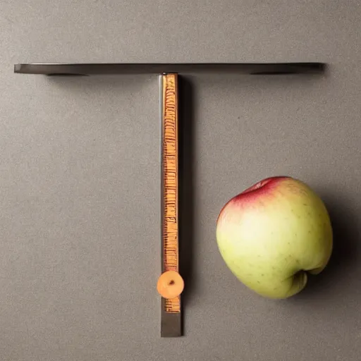 Image similar to set of balance scales with one apple in one side and one onion in the other