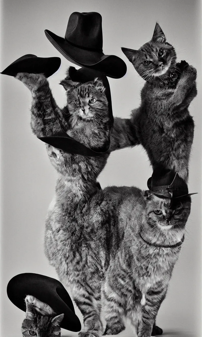 Image similar to Cat wearing a cowboy hat and boots by Anton Corbijn