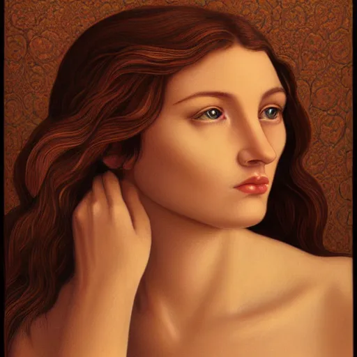 Prompt: woman, face, digital art by evelyn de morgan