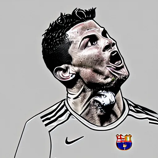 Prompt: Ronaldo choking Messi, illustration, sketch