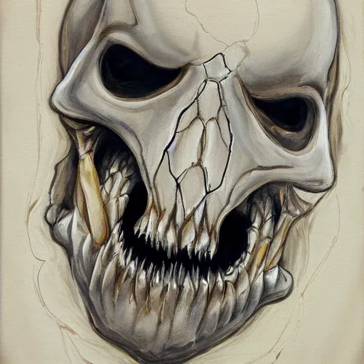 Prompt: snake skull panting