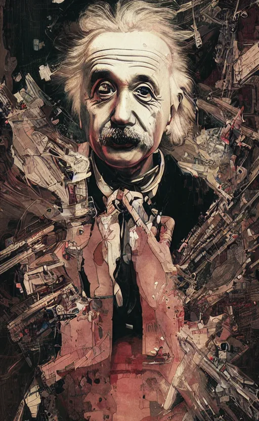Image similar to einstein, eun emerging from renaissance italy into a cyberpunk mutiversal realm by conrad roset, nicola samuri, dino valls, m. w. kaluta, jakub rebelka, rule of thirds, seductive look, beautiful